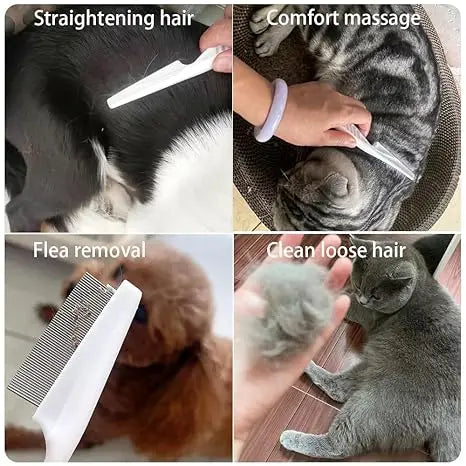2 Pack Pet Grooming Comb Set for Small Dogs and Cats Flea and Lice Removal