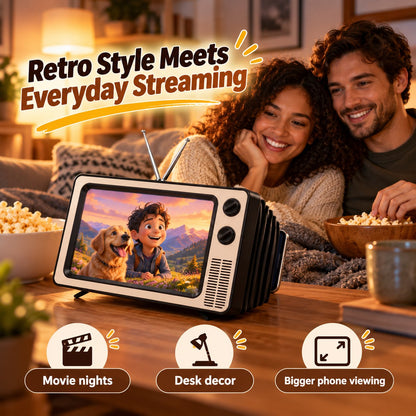 📺 Retro TV Phone Screen Magnifier – Foldable 3D Video Enlarger & Desktop Stand