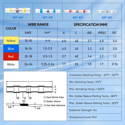 Waterproof Solder Seal Wire Connectors for Automotive Marine and Stereo Use 300 Pieces