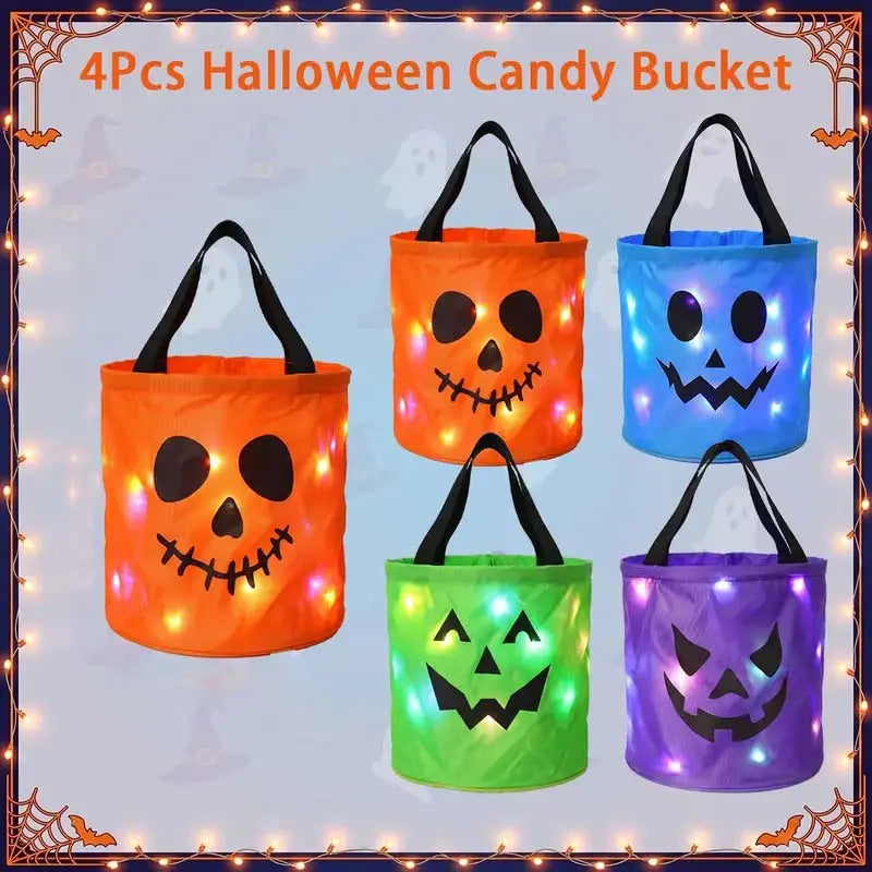 LED Halloween Pumpkin Light Candy Buckets