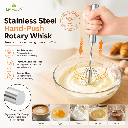 Stainless Steel Hand-Push Rotary Whisk