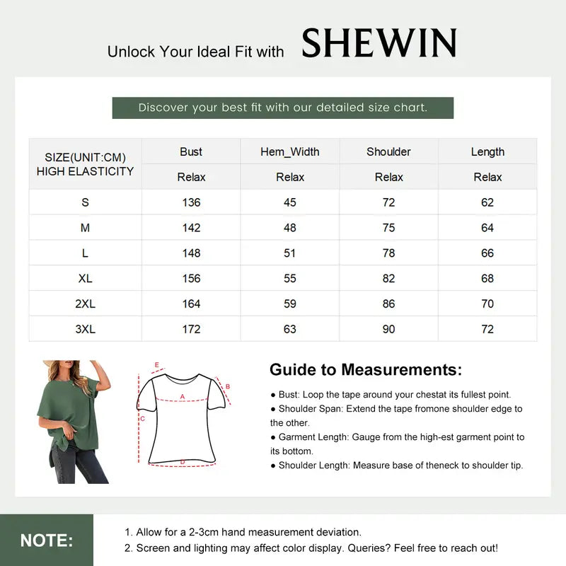 Shewin Women's Oversized Cotton Knit Sweater - Chic Soft New Year Knitwear, Casual Solid Pullover Top with Puff Short Sleeves, Round Neck, Side Slit for Work, Back-to-School,sohochic