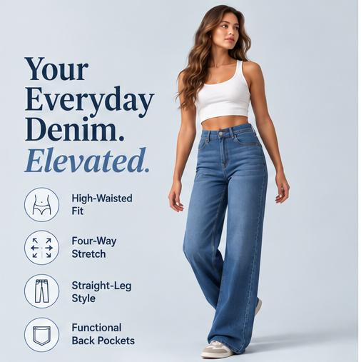 Women's High-Waisted Sculpting Straight-Leg Jeans