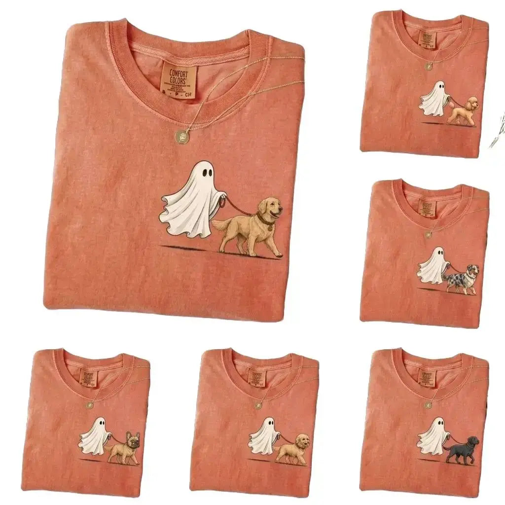 Pet Ghost Walking Dog Halloween Shirt