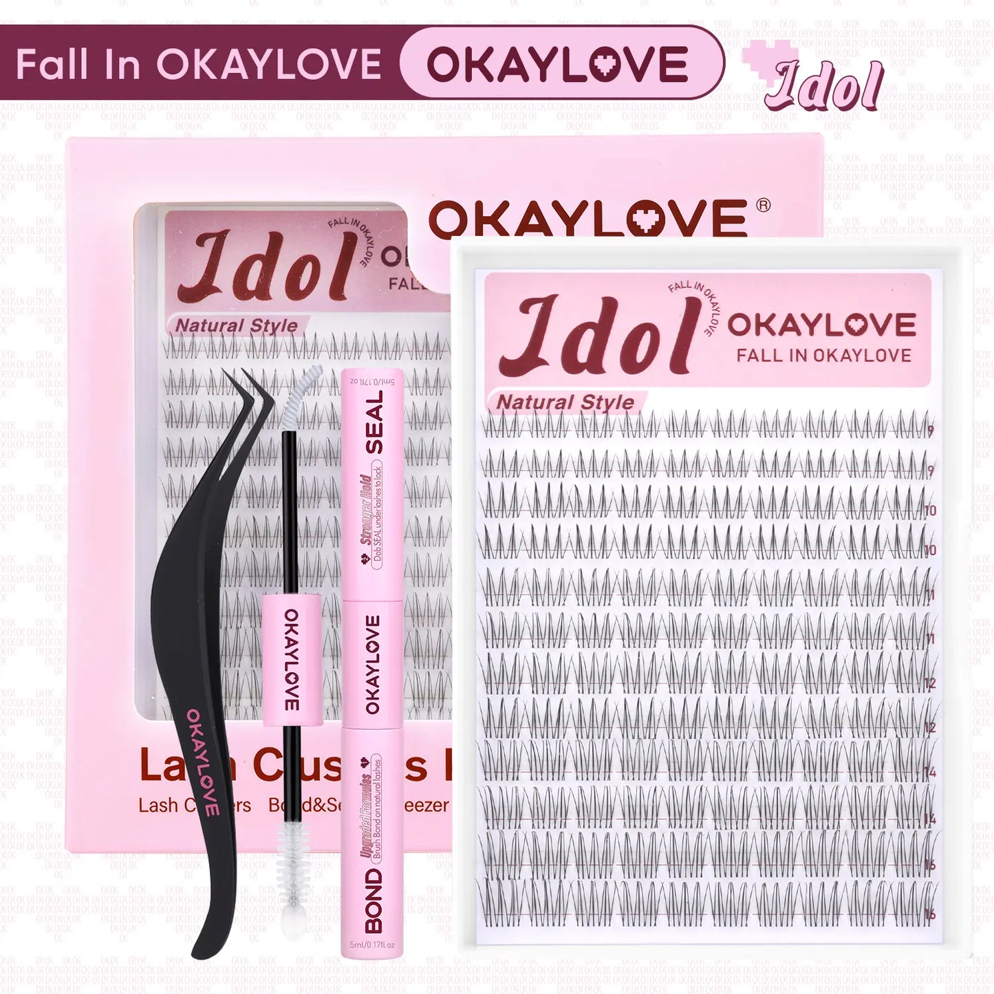OKAYLOVE Idol Black| Brown Idol Lash Clusters Kit | D Curl Wispy Lash Extension Kit | Lightweight Look Like Real Lashes DIY Eyelash at Home for Natural Makeup Girl Gifts #backtoschool #sohochic