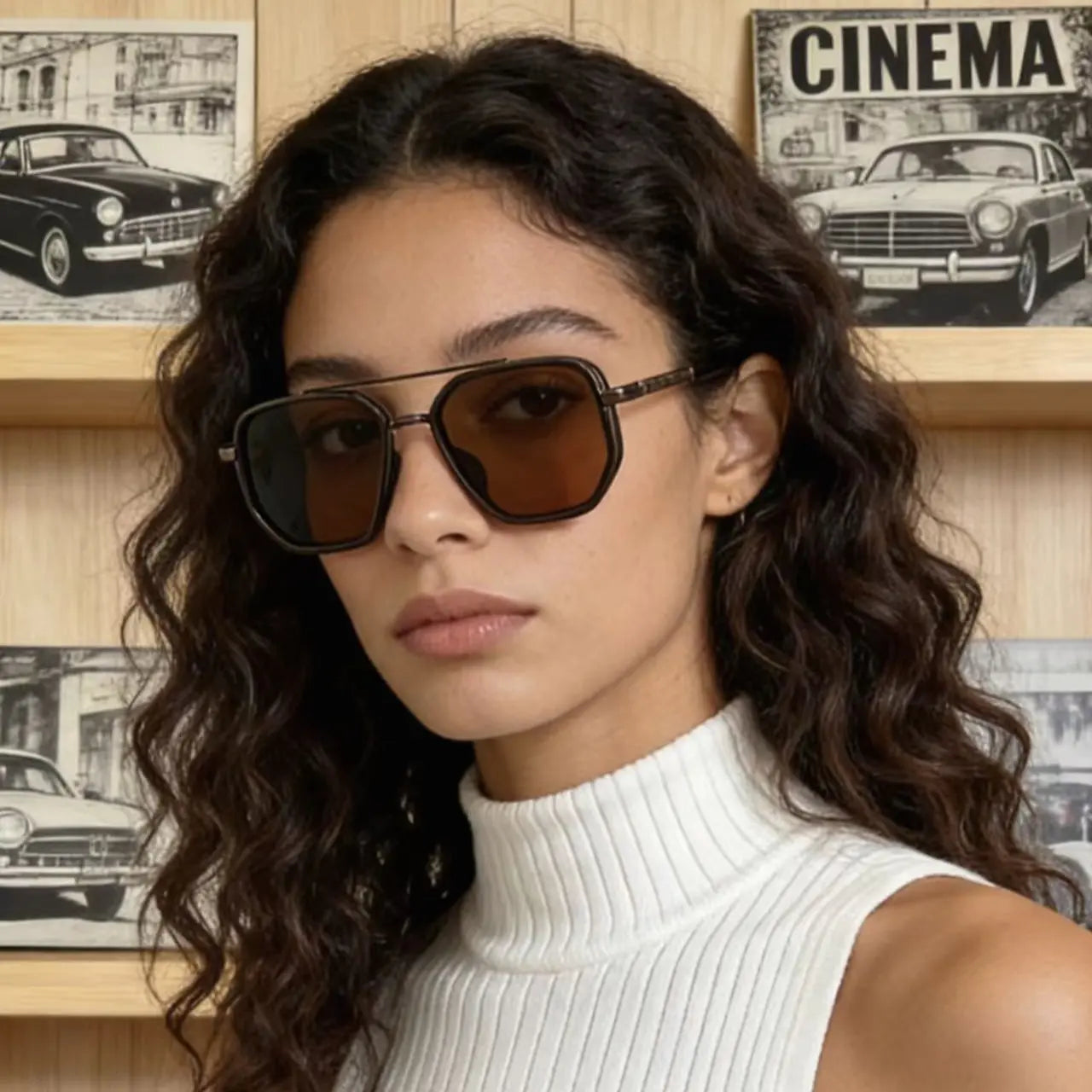 Retro Double Bridge Sunglasses Lightweight UV Protection Travel Style Gift Unisex