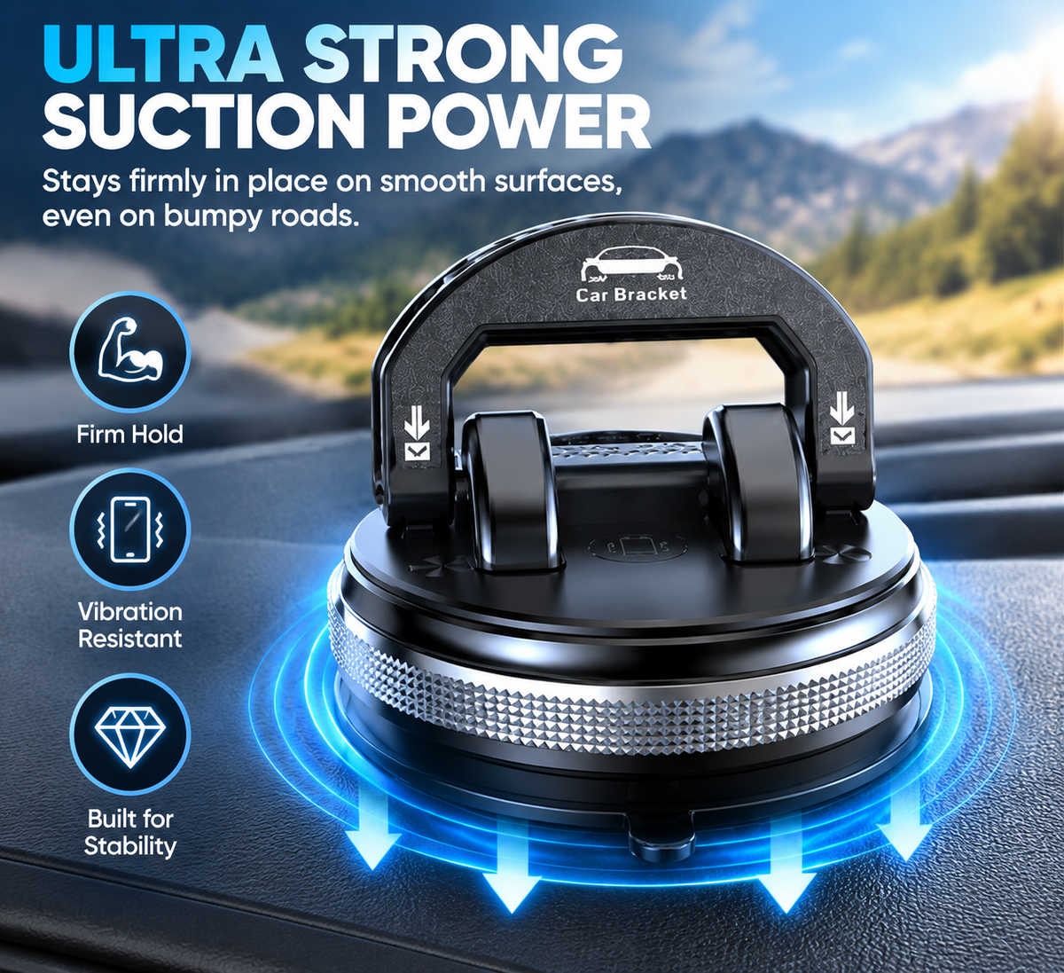 🚗 360° Car Phone Holder | Dashboard Suction Mount