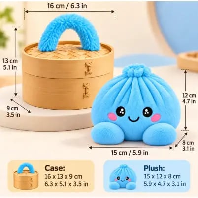 Cute Plush Stuffed Dumpling Squishies with Bamboo