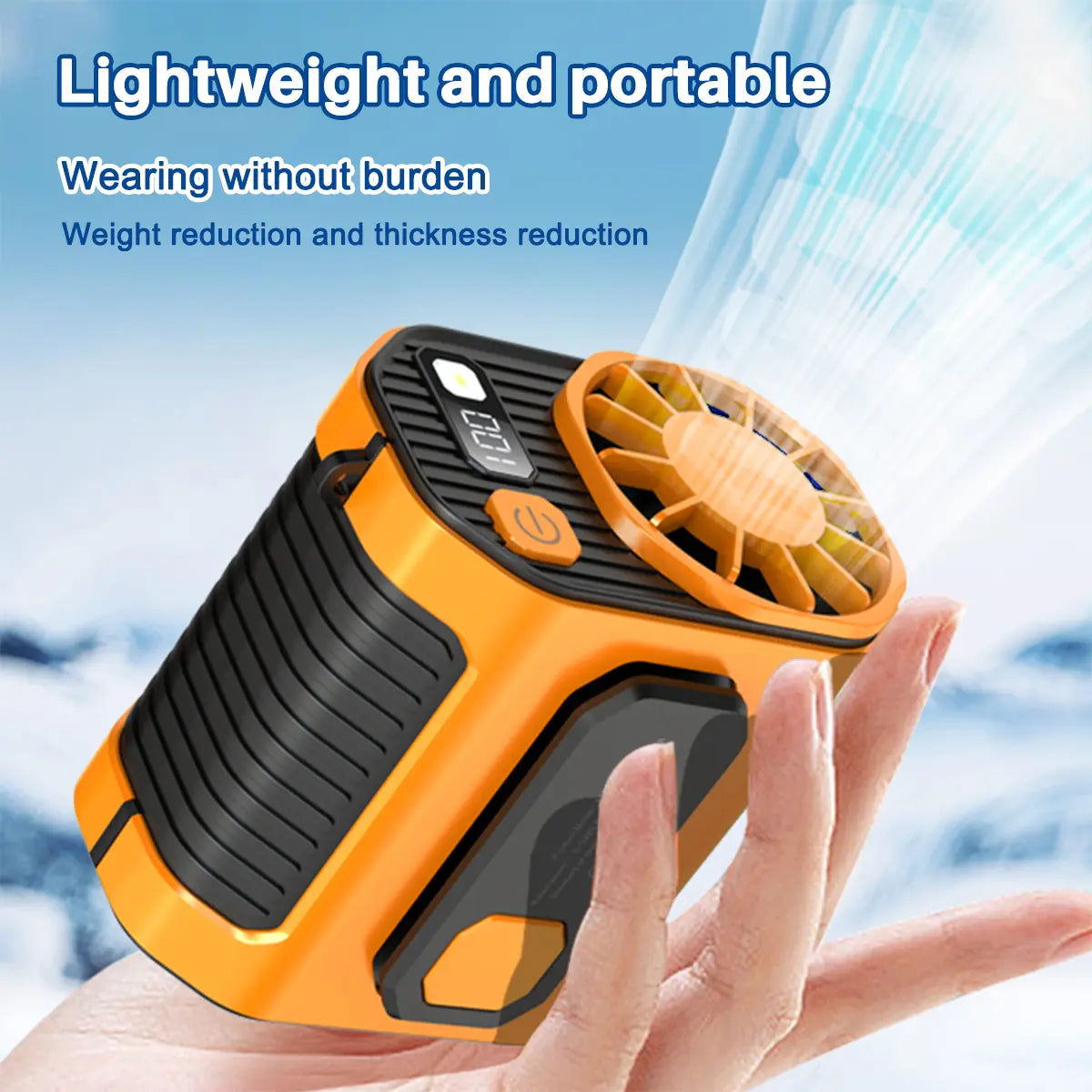 Portable Rechargeable Waist Fan with Power Bank & LED Light