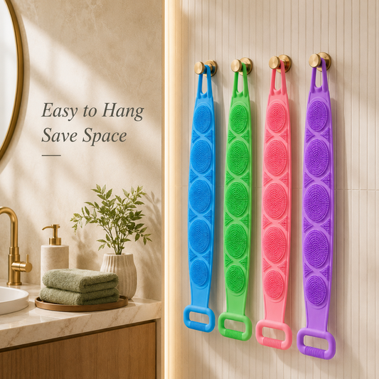 Double Sided Silicone Back Scrubber with Long Handles