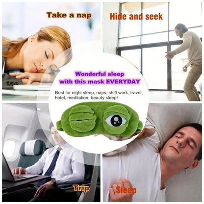 Cute 3D Frog Sleep Mask for Travel and Naps