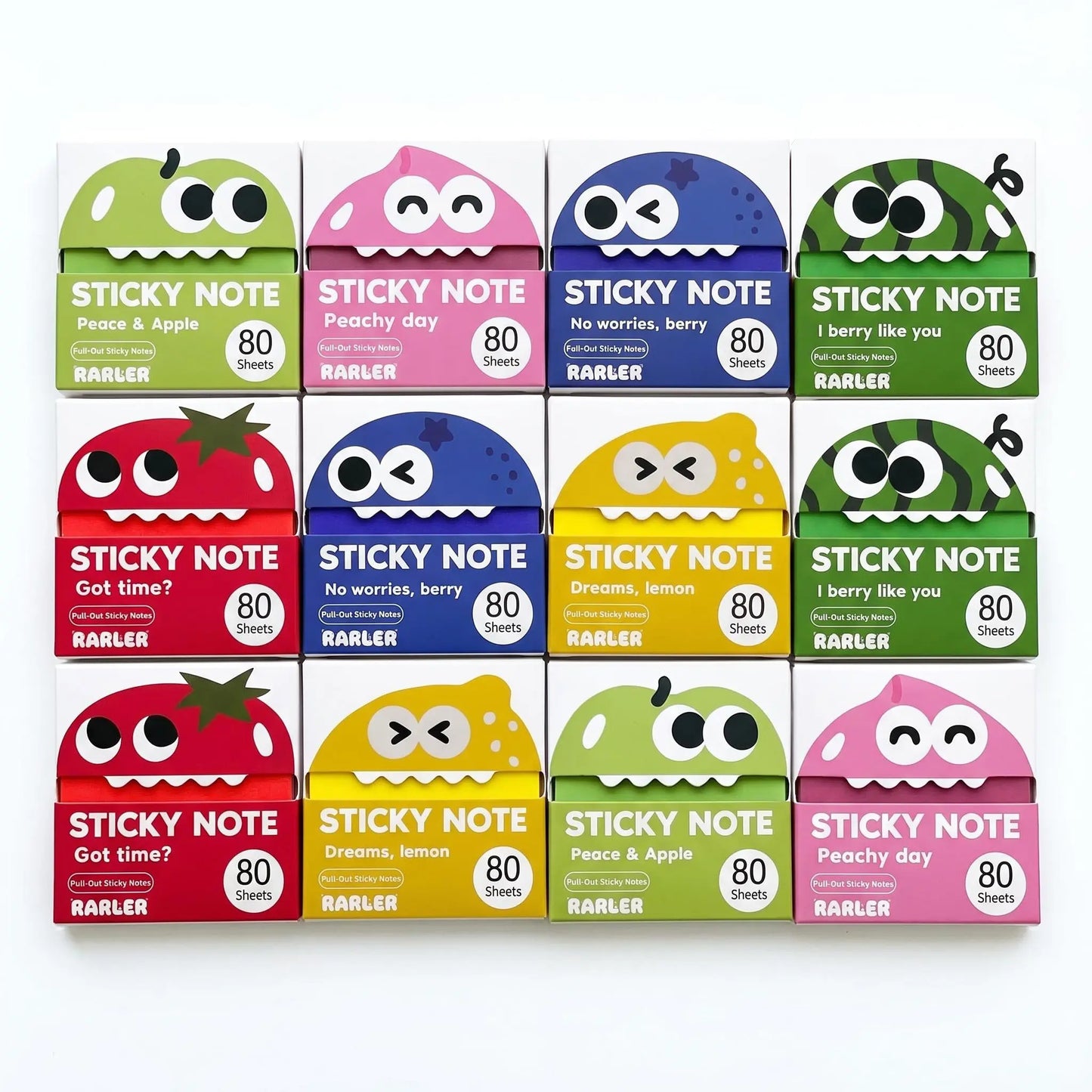 Transparent Pull-Out Sticky Notes Set - 12 Boxes, 960 Sheets
