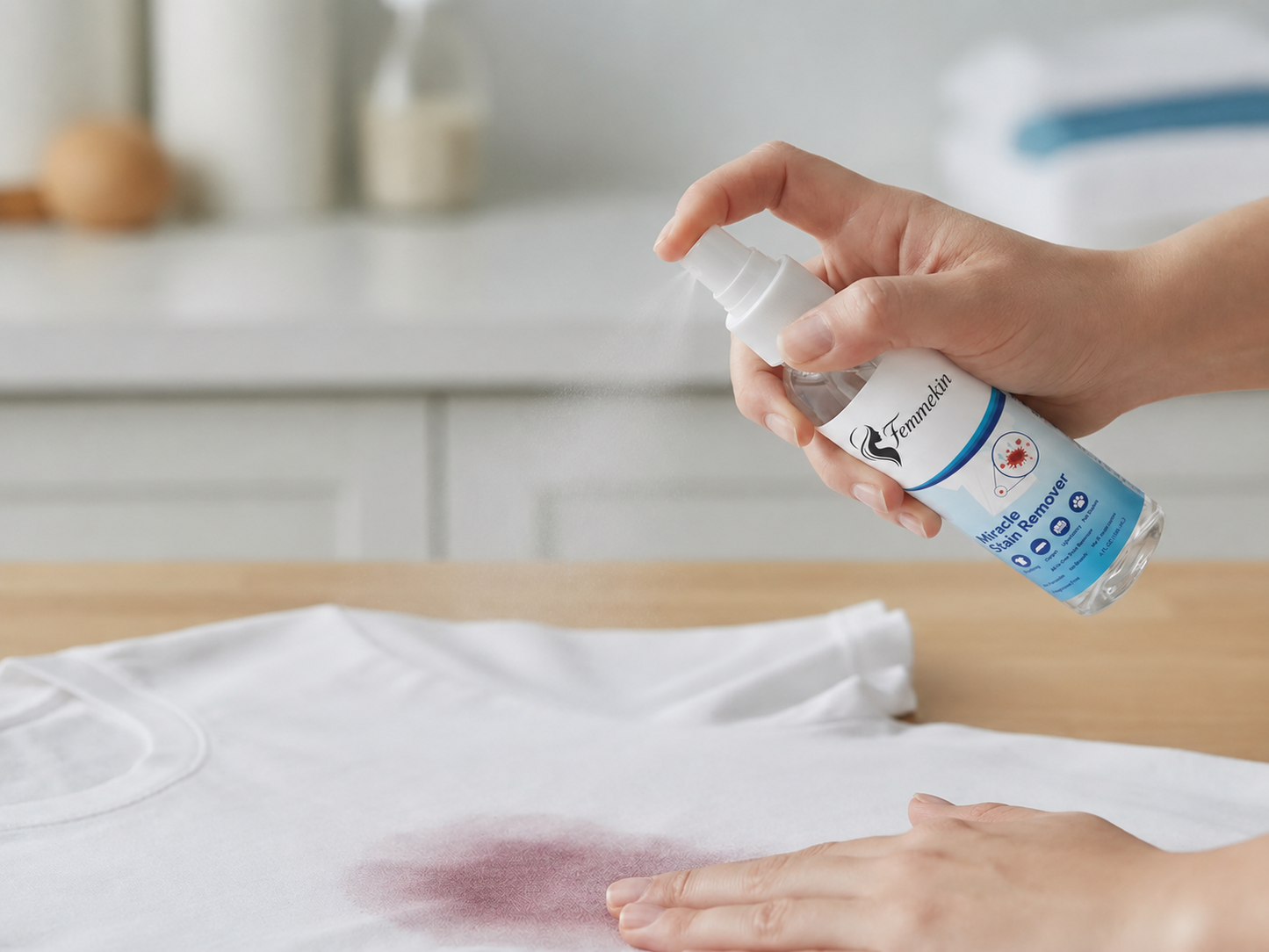 Femmekin Miracle Stain Remover Spray - Powerful All-in-One Cleaning for Clothing, Carpet, Upholstery & Pet Stains
