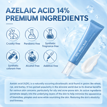 14% Azelaic Acid Cream Niacinamide Vitamin C Calm Acne Redness Hydrating for Acne Prone Skin