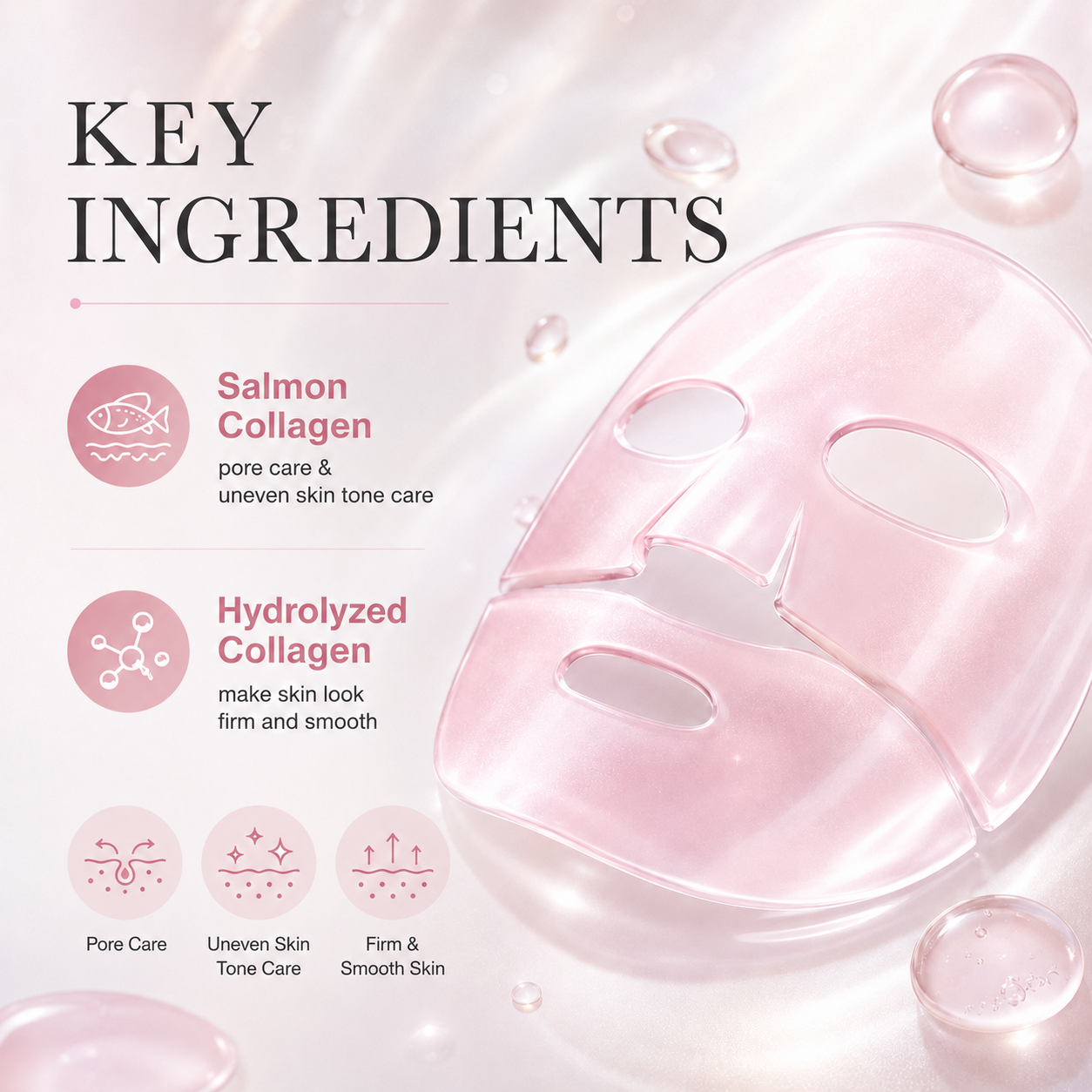 Pink Collagen Gel Face Mask 4 Sheets