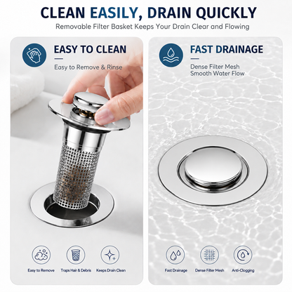 BOGO Stainless Steel Anti-Odor Bathroom Sink Stopper