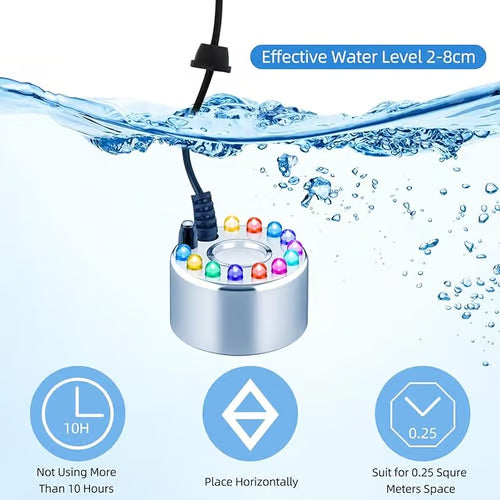💨12-LED Ultrasonic Mist Maker Fogger – Creates cool mist & colourful light – Perfect for humidifiers, fountains or Halloween decor – runs quietly in water 💧✨