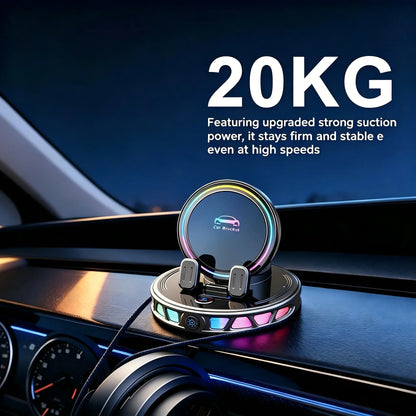 【DealsForYouDays】360° Rotating Wireless Charging Car Phone Mount with RGB Ambient Light — Ultra-Stable Suction, Auto-Lock, Fits Dashboard, Windshield, Compatible with iPhone and Android