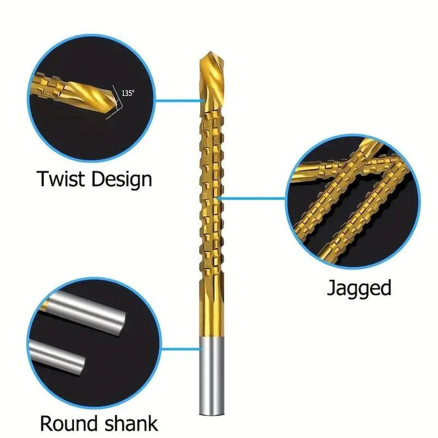 Titanium-Coated High Speed Steel Drill Bit Set for Metal & Wood