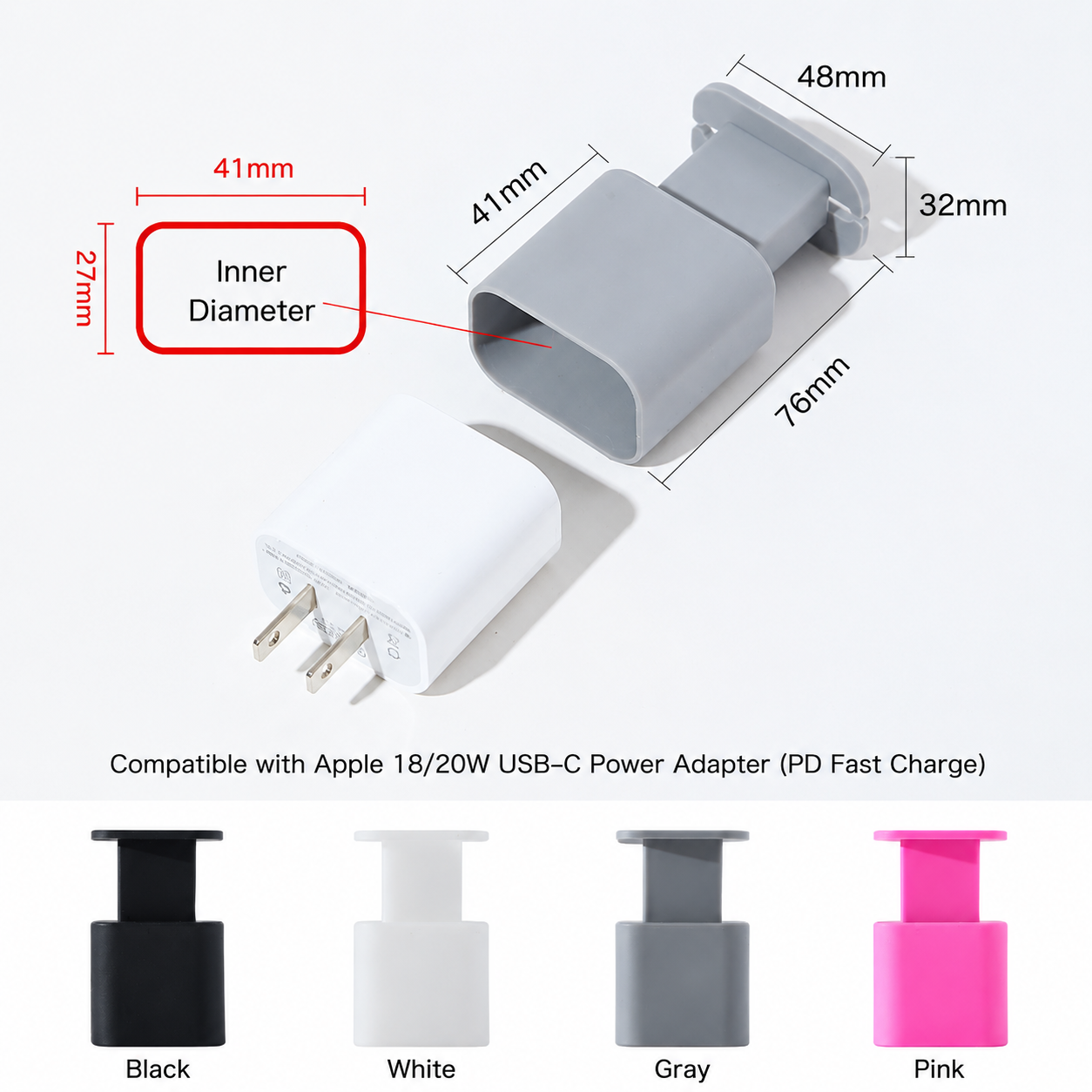 Silicone Apple Charger Protector with Cord Wrap
