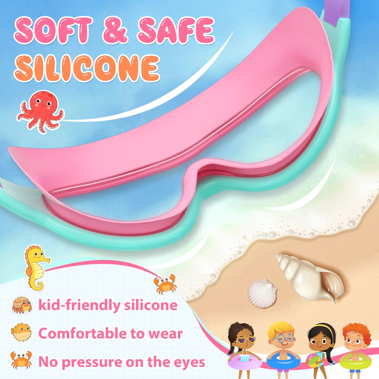 Femmekin Kids Swim Goggles 2 Pack - UV Protection & Anti-Fog