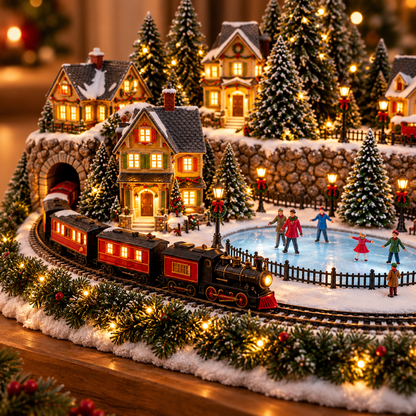 🔥 LAST DAY 50% OFF 🔥 Animated Holiday Train & Ice Rink Scene