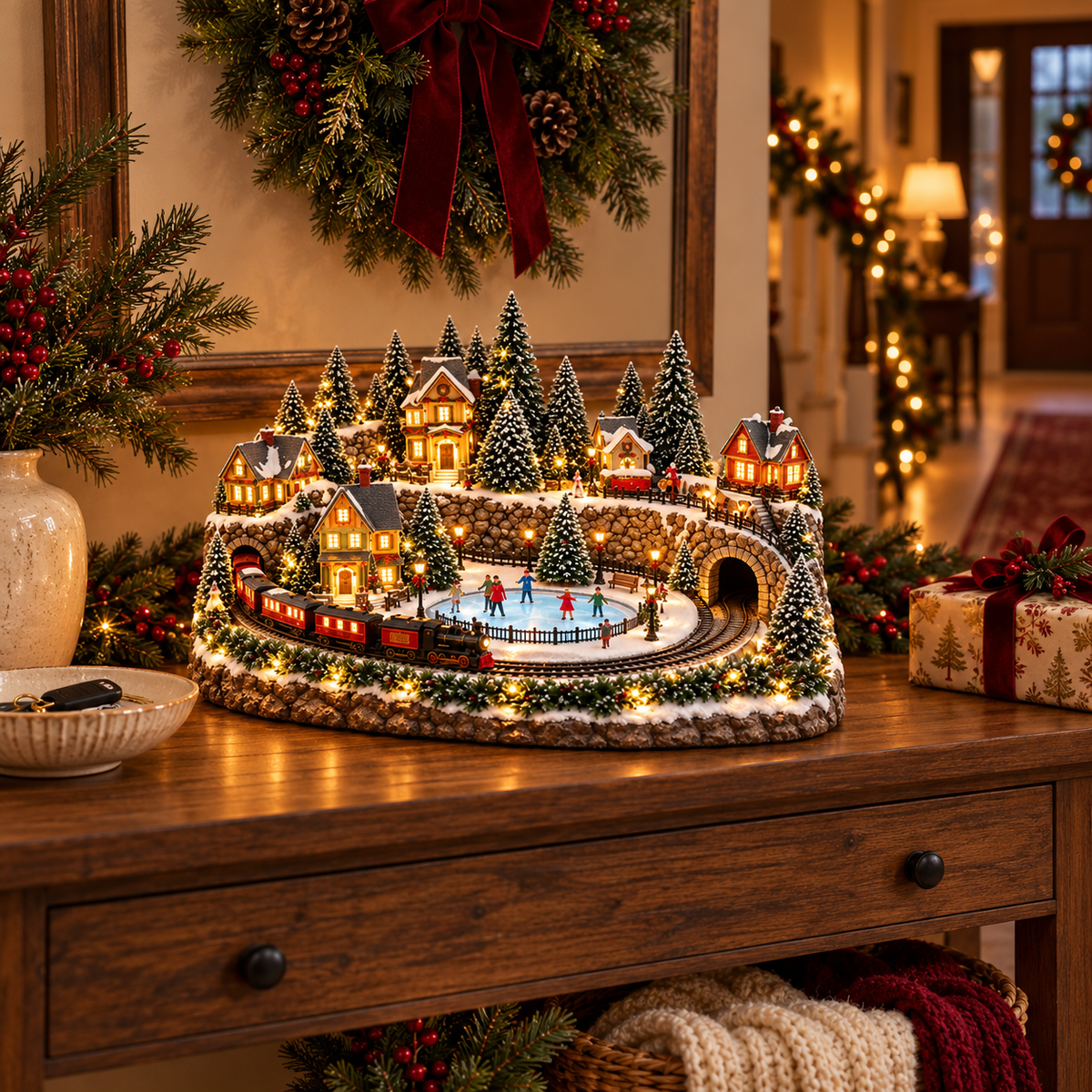 🔥 LAST DAY 50% OFF 🔥 Animated Holiday Train & Ice Rink Scene
