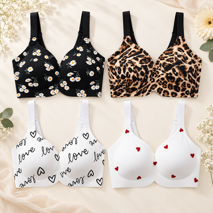 Women's Floral Seamless Jelly Wireless Push-Up Bra