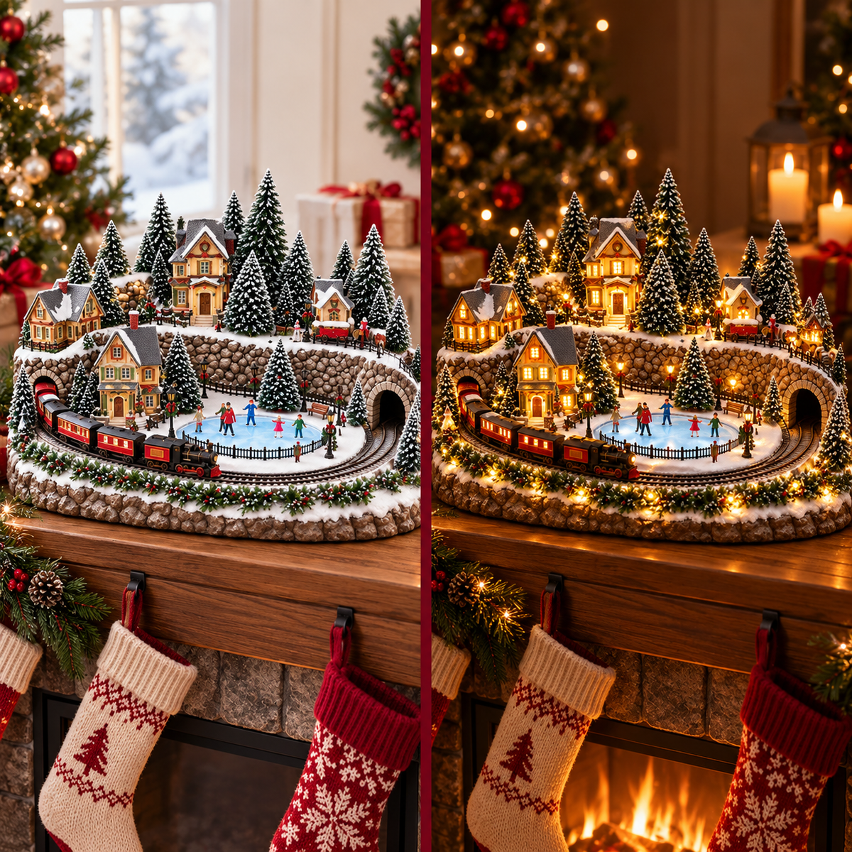 🔥 LAST DAY 50% OFF 🔥 Animated Holiday Train & Ice Rink Scene