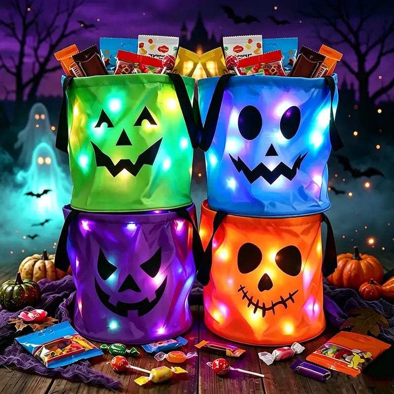 LED Halloween Pumpkin Light Candy Buckets