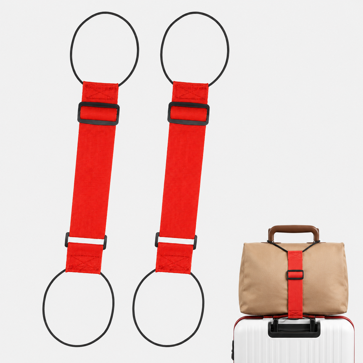 2-Pack Adjustable Rainbow Luggage Connector Straps