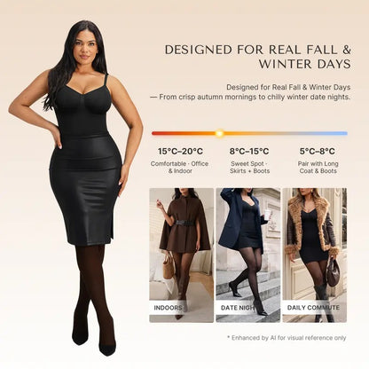 Sheer Fleece-Lined Tights Bodysuit