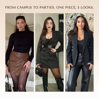 Sheer Fleece-Lined Tights Bodysuit