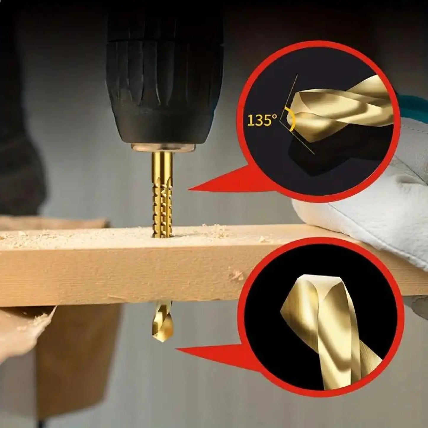 Titanium-Coated High Speed Steel Drill Bit Set for Metal & Wood
