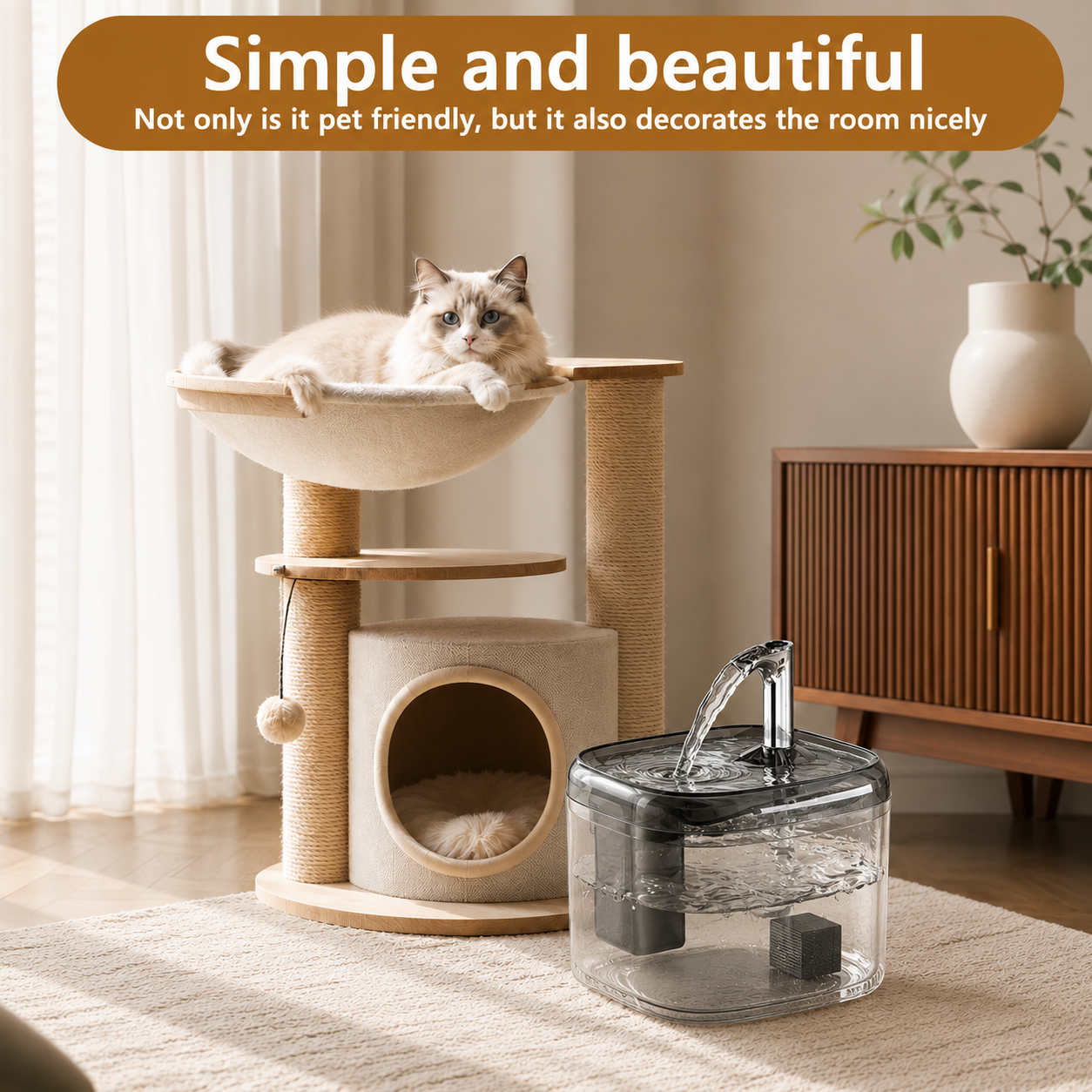 1.5L USB Automatic Cat Water Fountain with Filter for Cats and Small Dogs