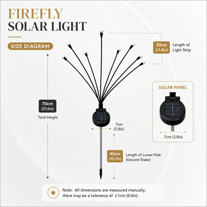 Outdoor Solar Firefly Lights 1 Pack 8 LED Waterproof Garden Stake Lights