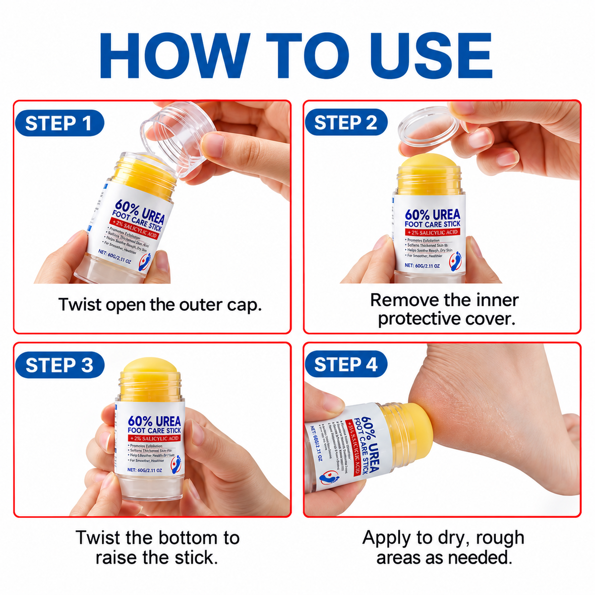 40g Urea Foot Care Stick, Moisturizing Hydrating Foot Care Cream