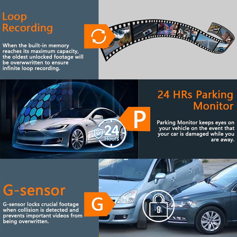 Full View Car Dash Cam System for Front and Rear Recording