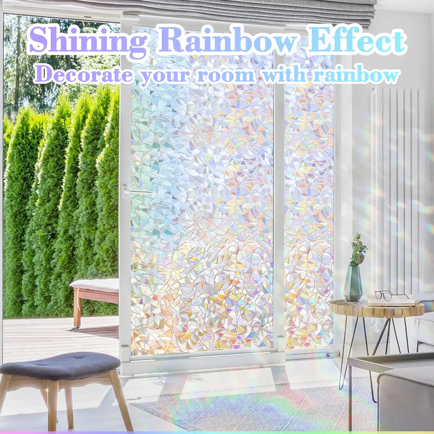 Window Privacy Film, Static Cling Removable Window Tint, Sun and UV Blocker for Glass Doors, Reflective Mirror Privacy Film