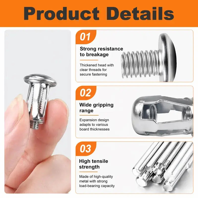 💥Huge Savings 49% OFF｜Carbon Steel Button Rivet Locking Nuts Set, M4/M5/M6 Assorted Sizes, Durable Hardware for Panel Fixing & Metal Repair