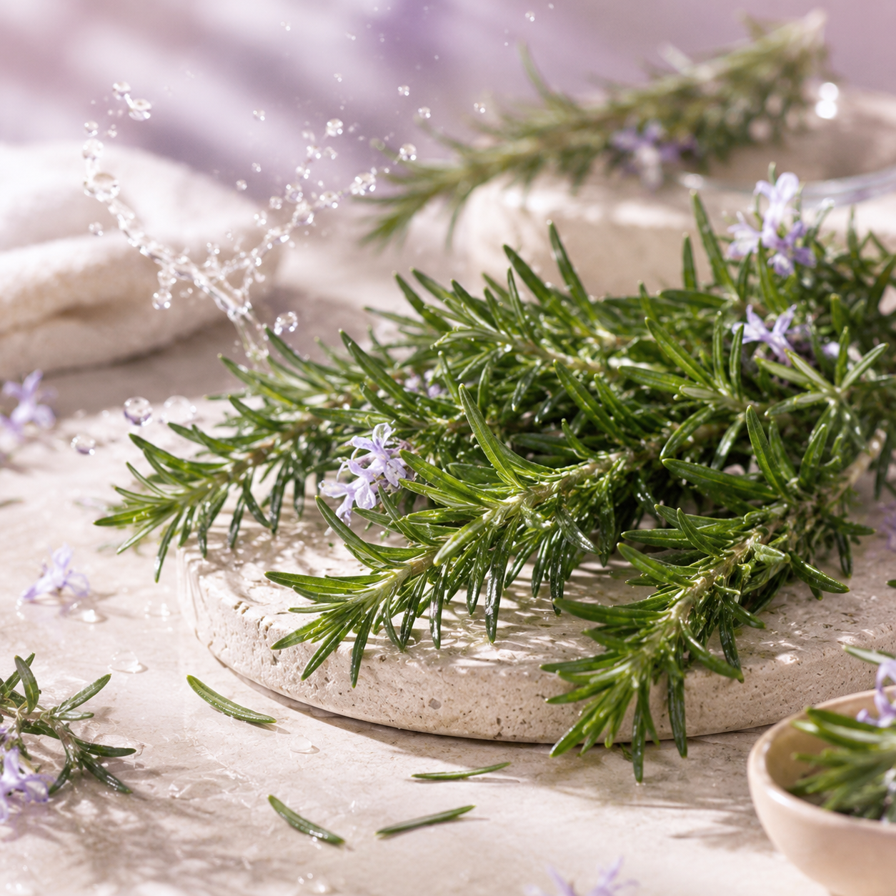 Fresh rosemary used in rosemary hair water