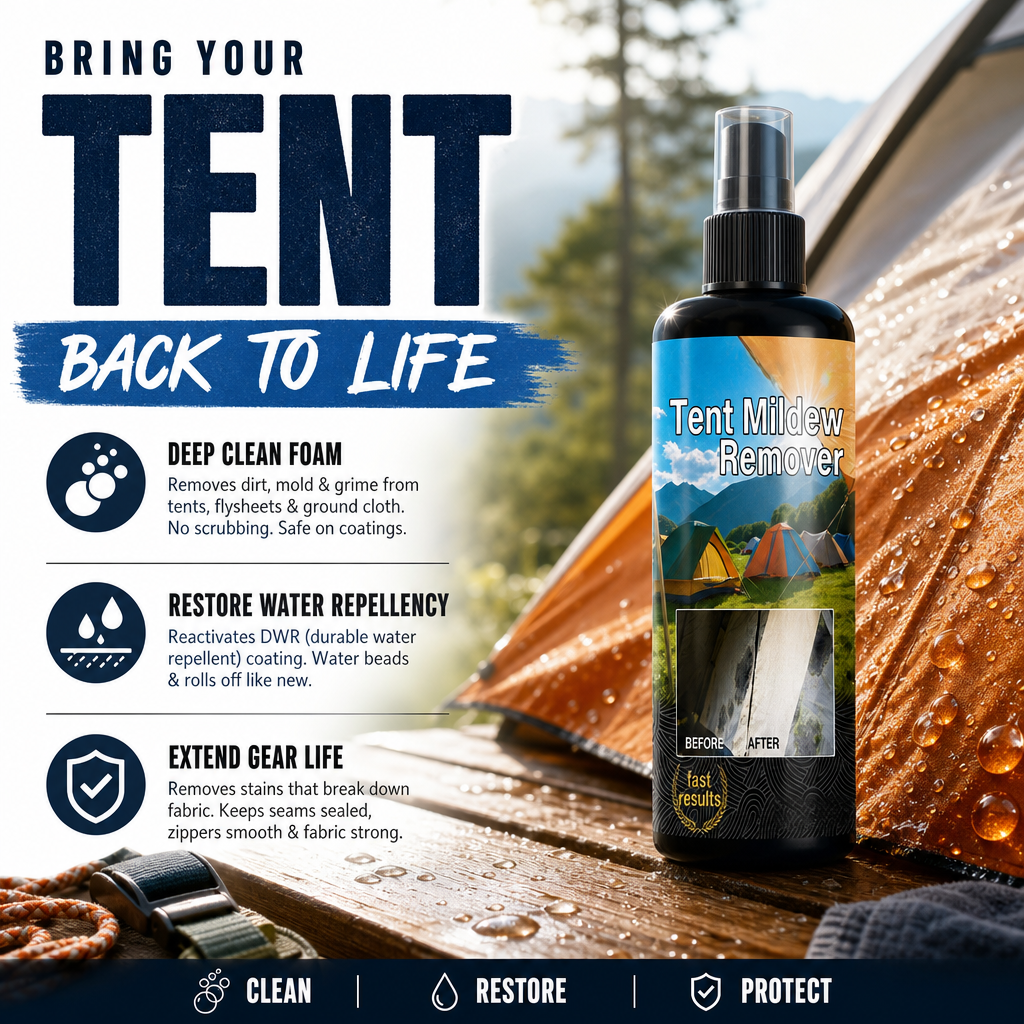✨Limited-time free cleaning cloths Outdoor Mold & Mildew Stain Remover for Tents Awnings & Waterproof Fabrics
