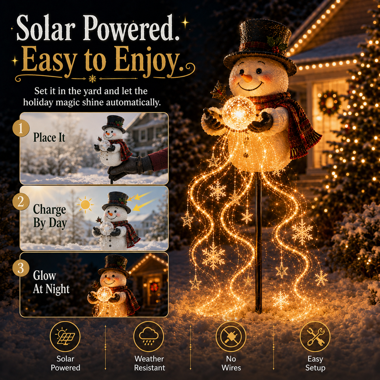 🎄49% OFF🎄 Snowman Magic Fountain -Flowing Snowflake LED Christmas Garden Light❄️