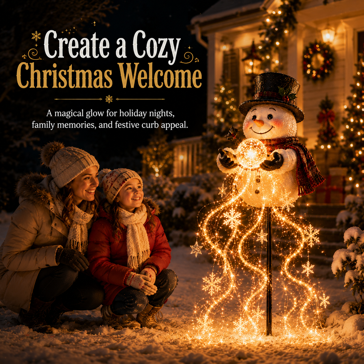 🎄49% OFF🎄 Snowman Magic Fountain -Flowing Snowflake LED Christmas Garden Light❄️