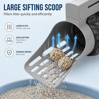 Large-Capacity Cat Litter Scoop with Integrated Trash Can