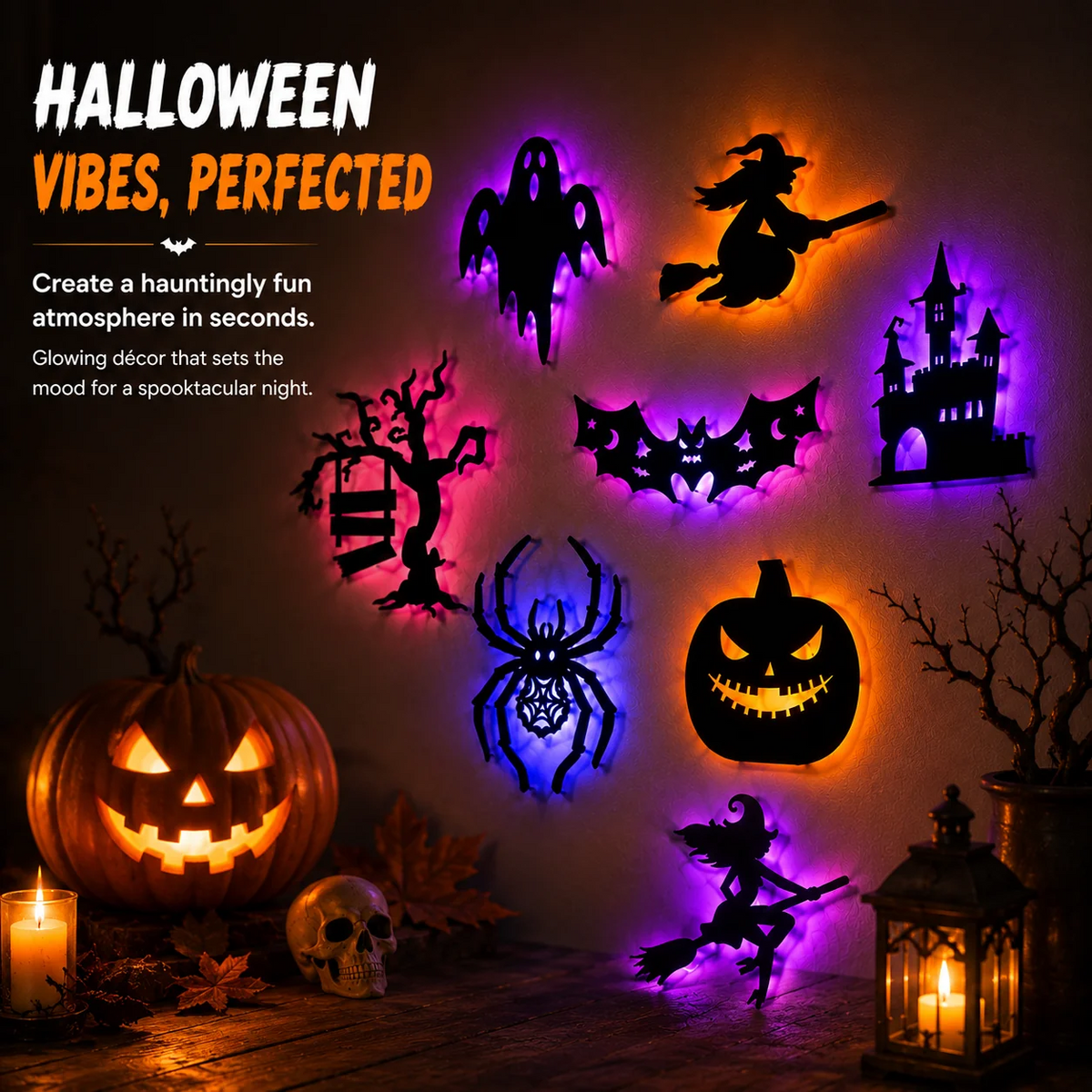 Halloween LED Silhouette Wall Stickers Battery Powered