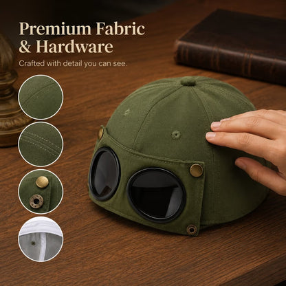 Vintage Baseball Cap with Flip Down Protective Goggles