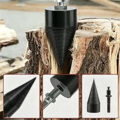 Firewood Log Splitter Drill Bit – Heavy-Duty Carbon Steel Wood Splitting Cone