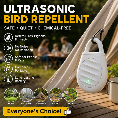 🔥Limited time offer Buy 2 get 3 free！🐦No more trouble from birds, beasts and locusts！Portable Ultrasonic Bird Repellent Keychain
