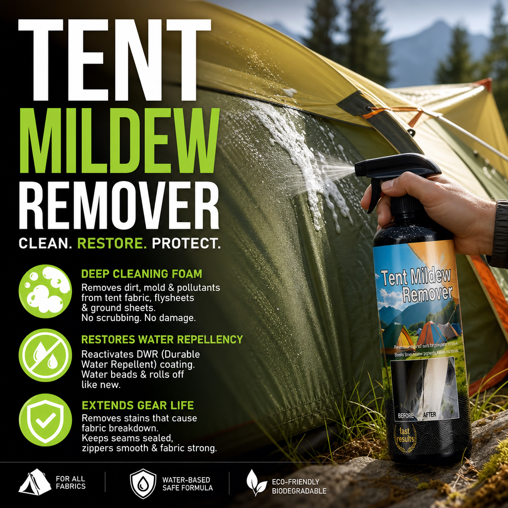 ✨Limited-time free cleaning cloths Outdoor Mold & Mildew Stain Remover for Tents Awnings & Waterproof Fabrics